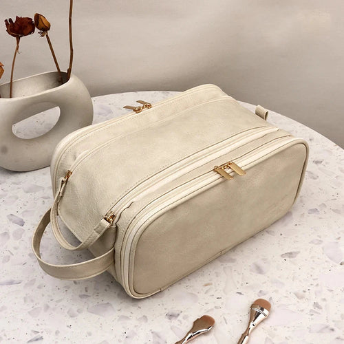 Waterproof Travel Cosmetic Bag – PU Leather Makeup Organizer