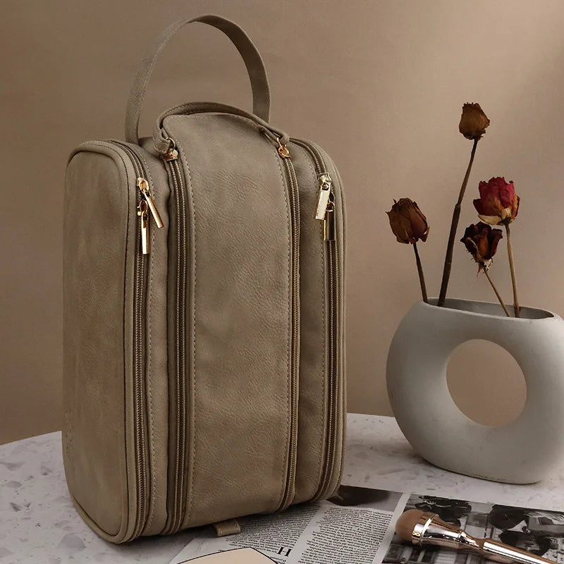 Waterproof Travel Cosmetic Bag – PU Leather Makeup Organizer