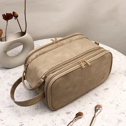 Waterproof Travel Cosmetic Bag – PU Leather Makeup Organizer