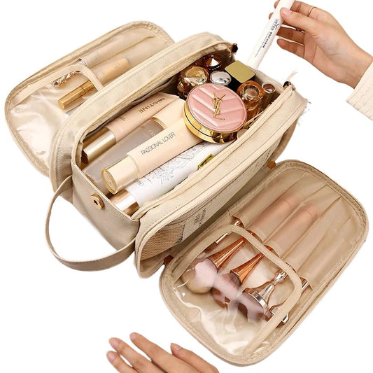 Waterproof Travel Cosmetic Bag – PU Leather Makeup Organizer